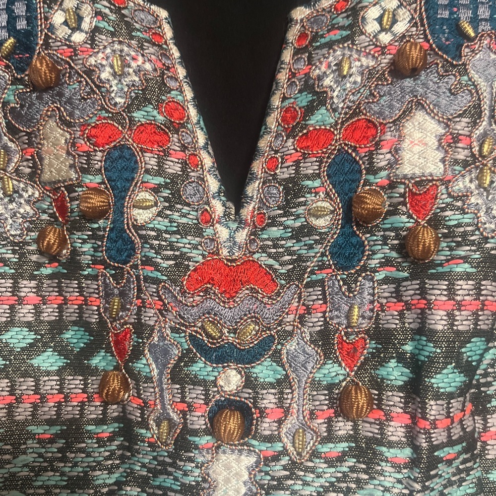 Anthropologie Moulinette Soeurs Chelly Jaquard Embroidered Mini Dress Size 0 - Picture 6 of 10